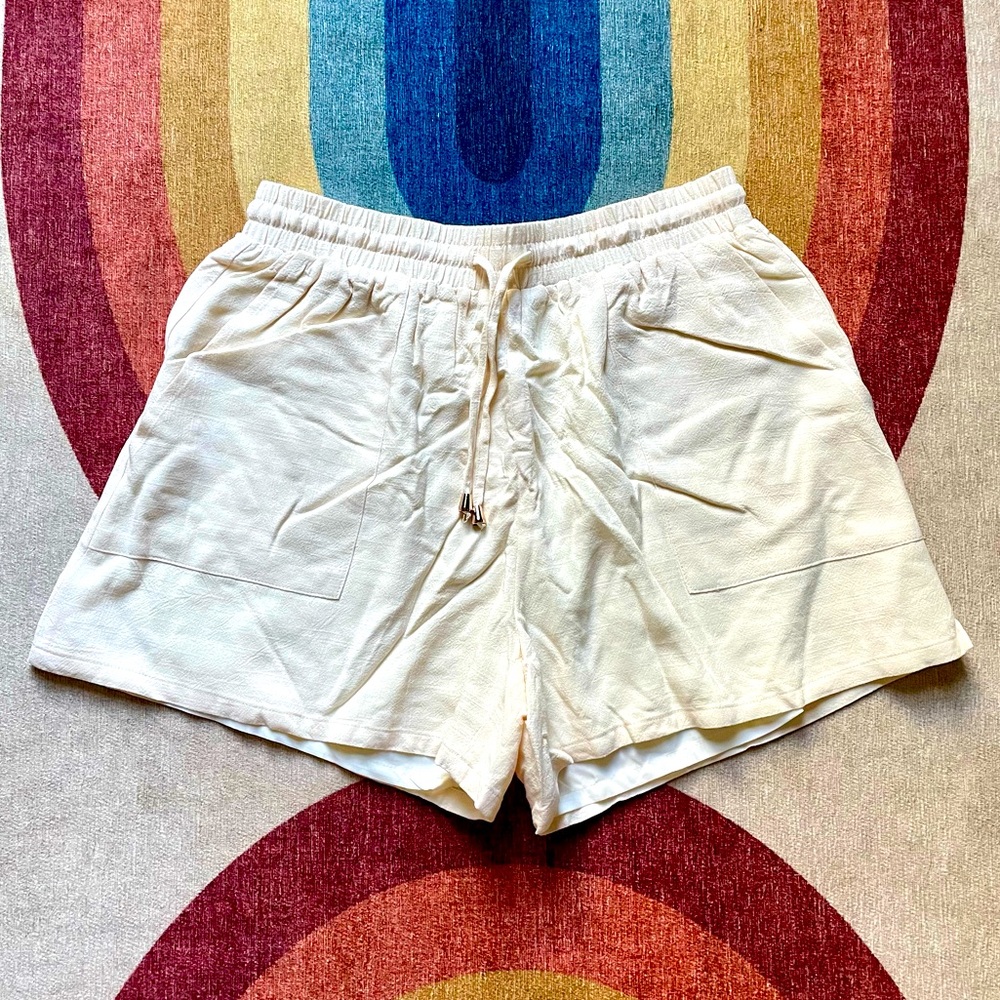 Ivory linen shorts